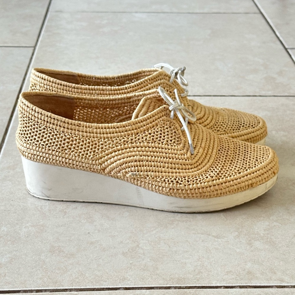 R Robert Clergerie "Pinto" Platforms Beige Woven Footwear - Picture 5 of 7